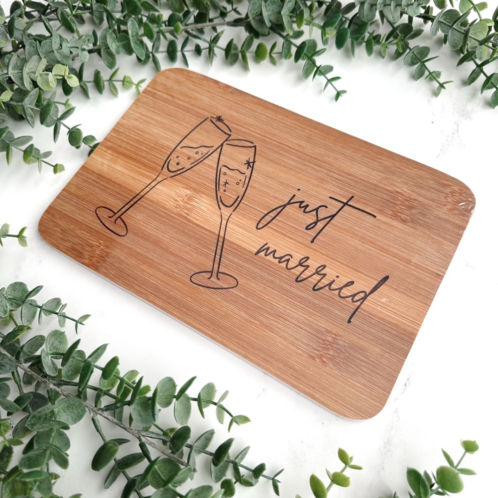 Just Married Bamboo Cutting Board